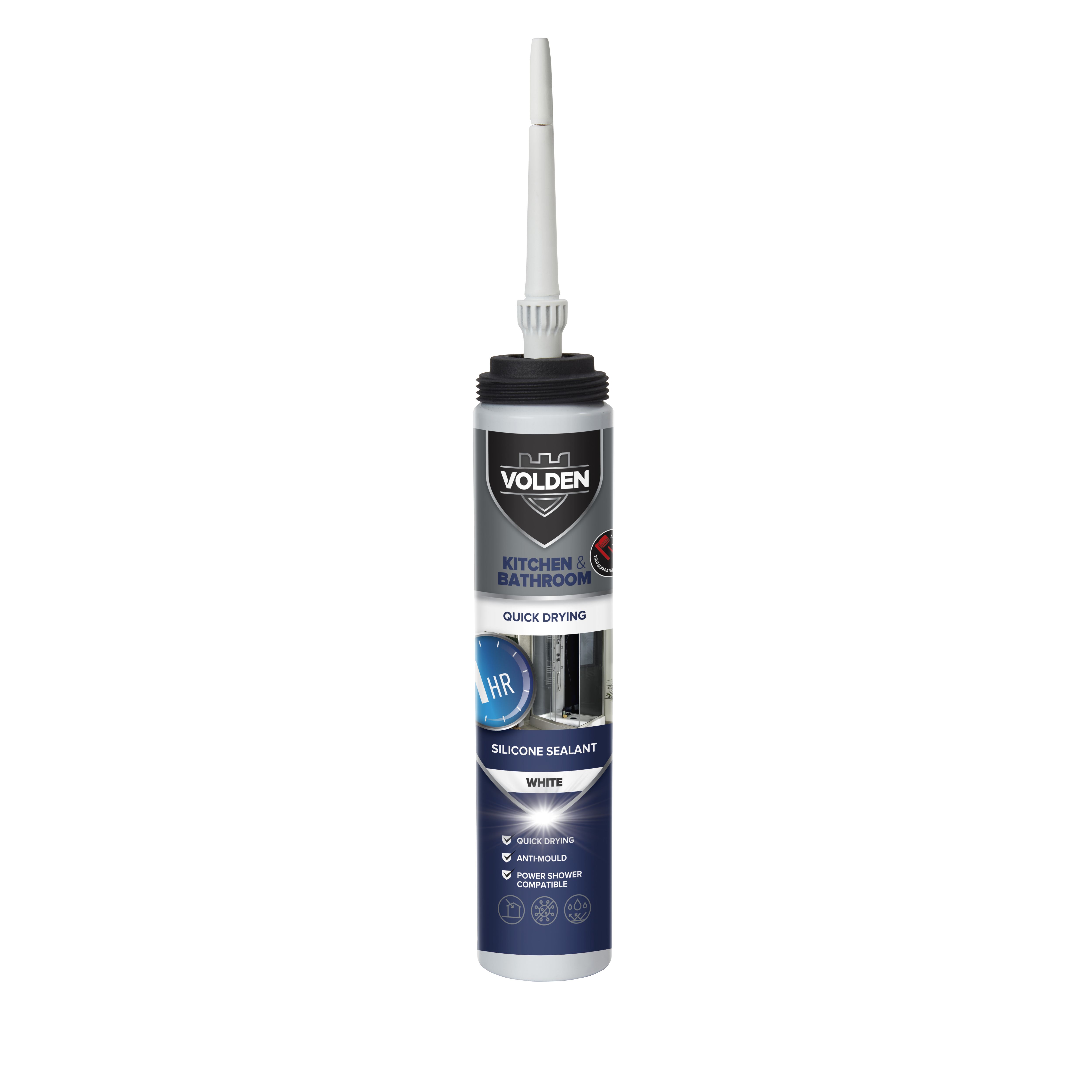 Volden Quick dry White Silicone-based Bathroom & kitchen Sanitary sealant, 200ml