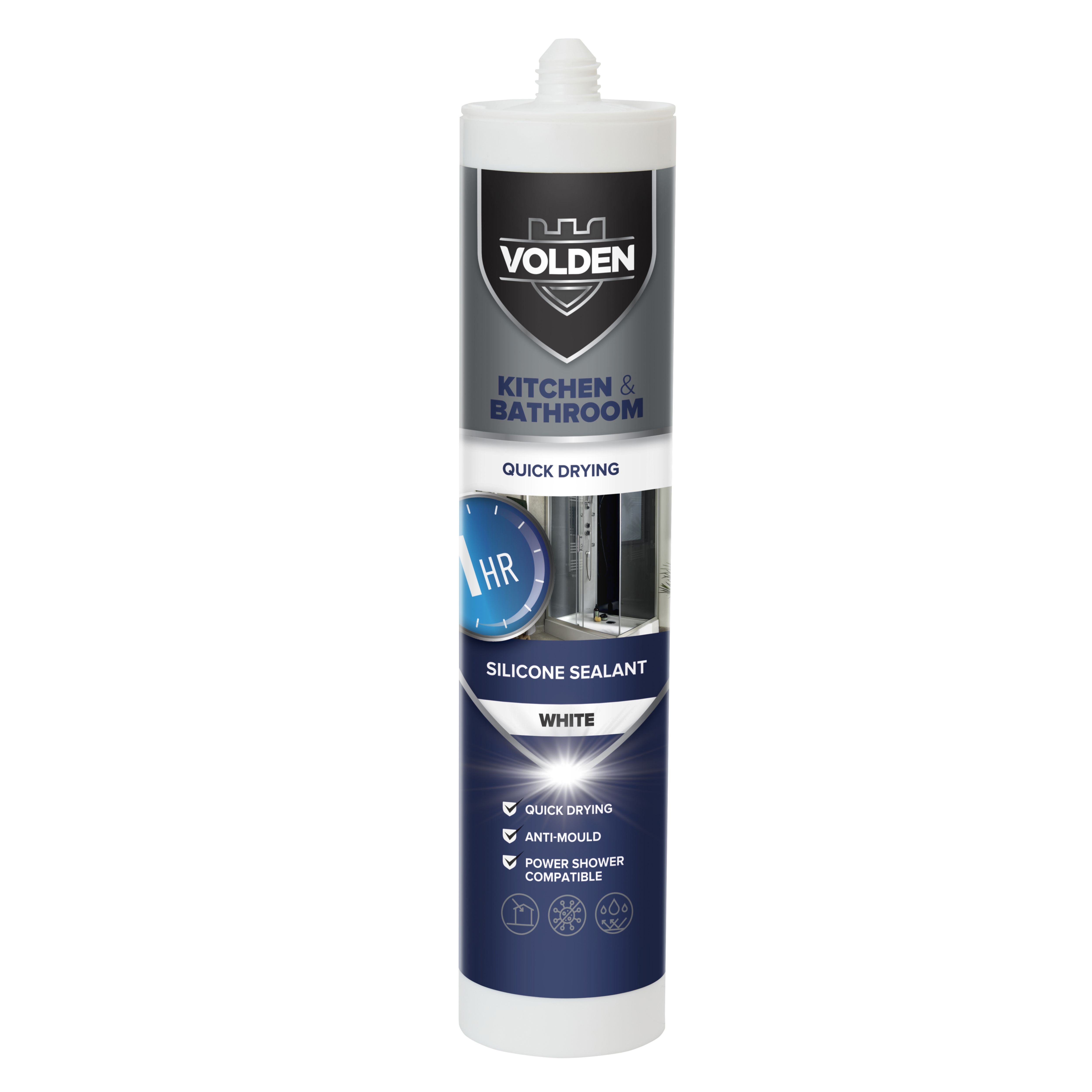 Volden Quick dry White Silicone-based Bathroom & kitchen Sanitary sealant, 280ml