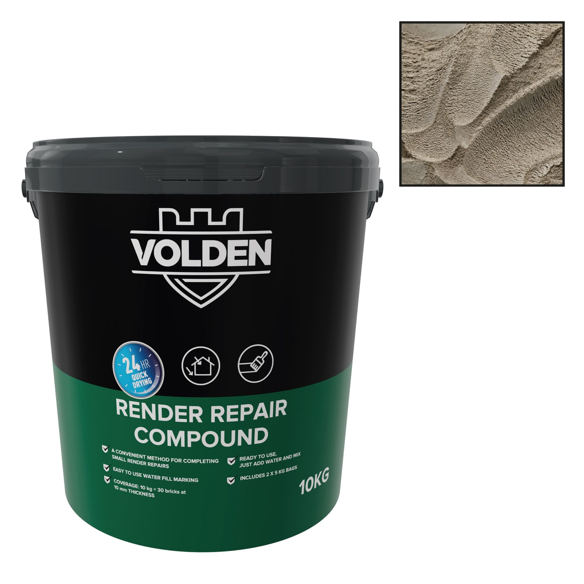 Volden Repair Render compound, 10kg Tub Requires mixing before use