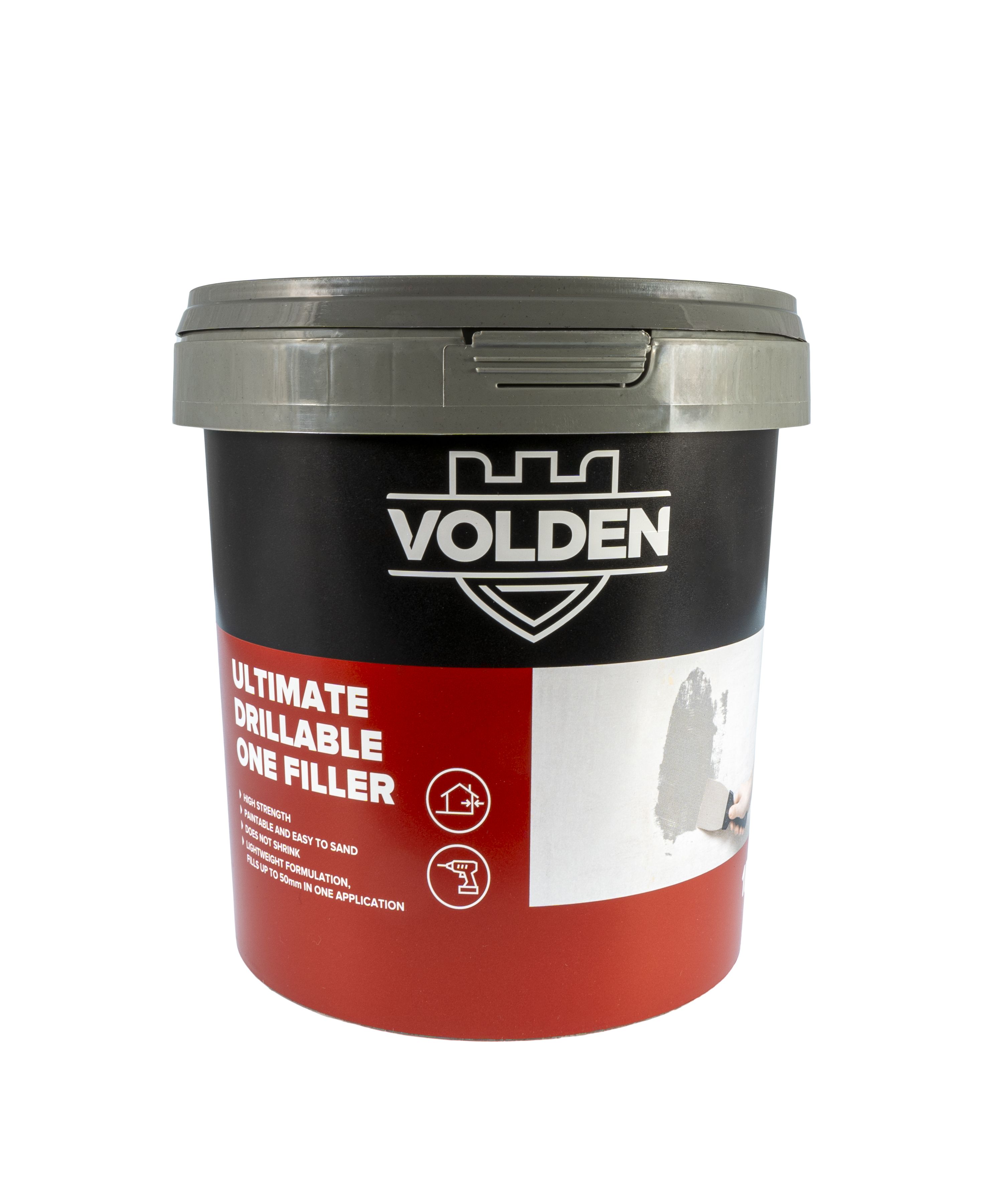 Volden Ultimate Drillable Light Grey Patch & filler 1L, 0.84kg - Ready to use
