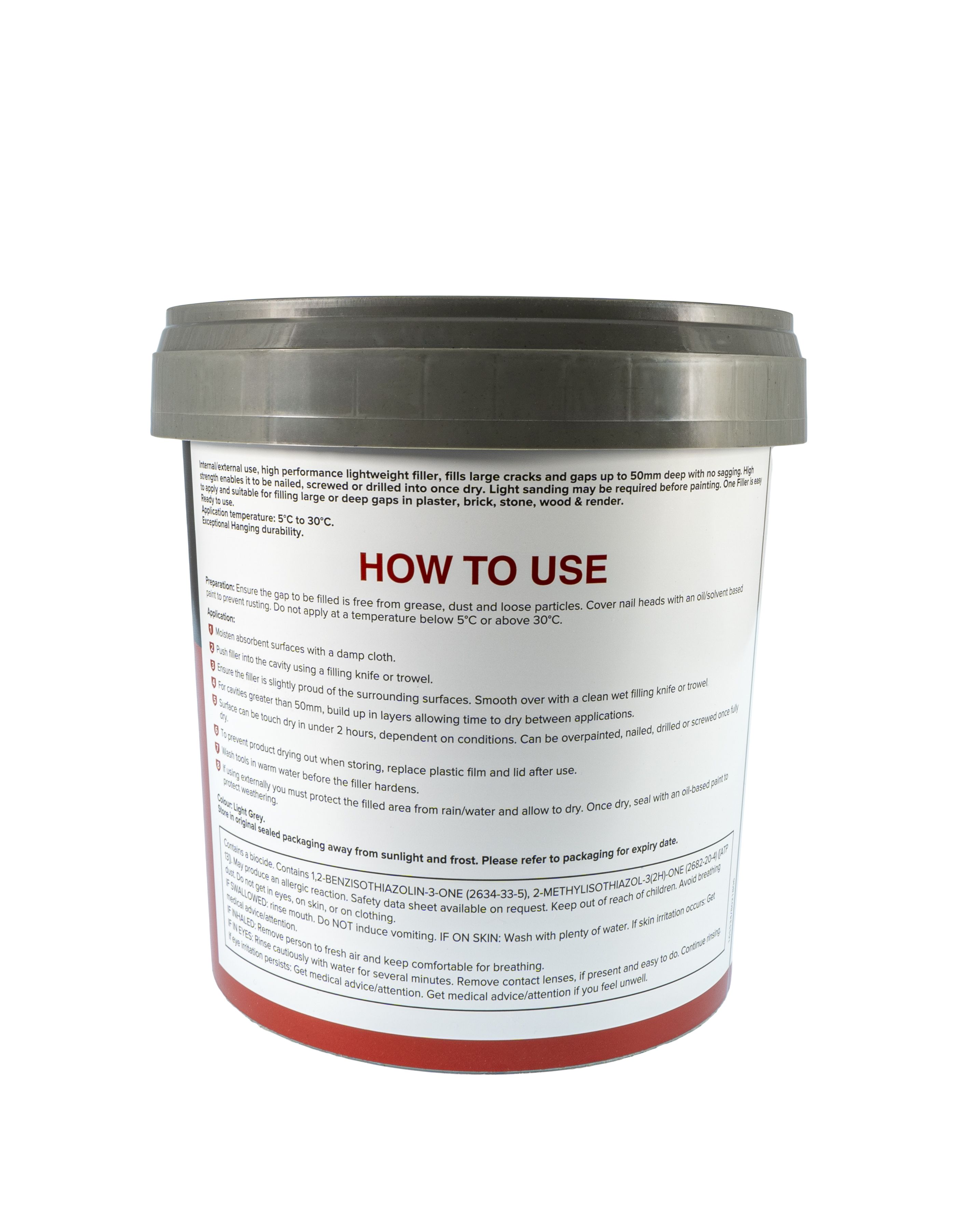 Volden Ultimate Drillable Light Grey Patch & filler 1L, 0.84kg - Ready to use
