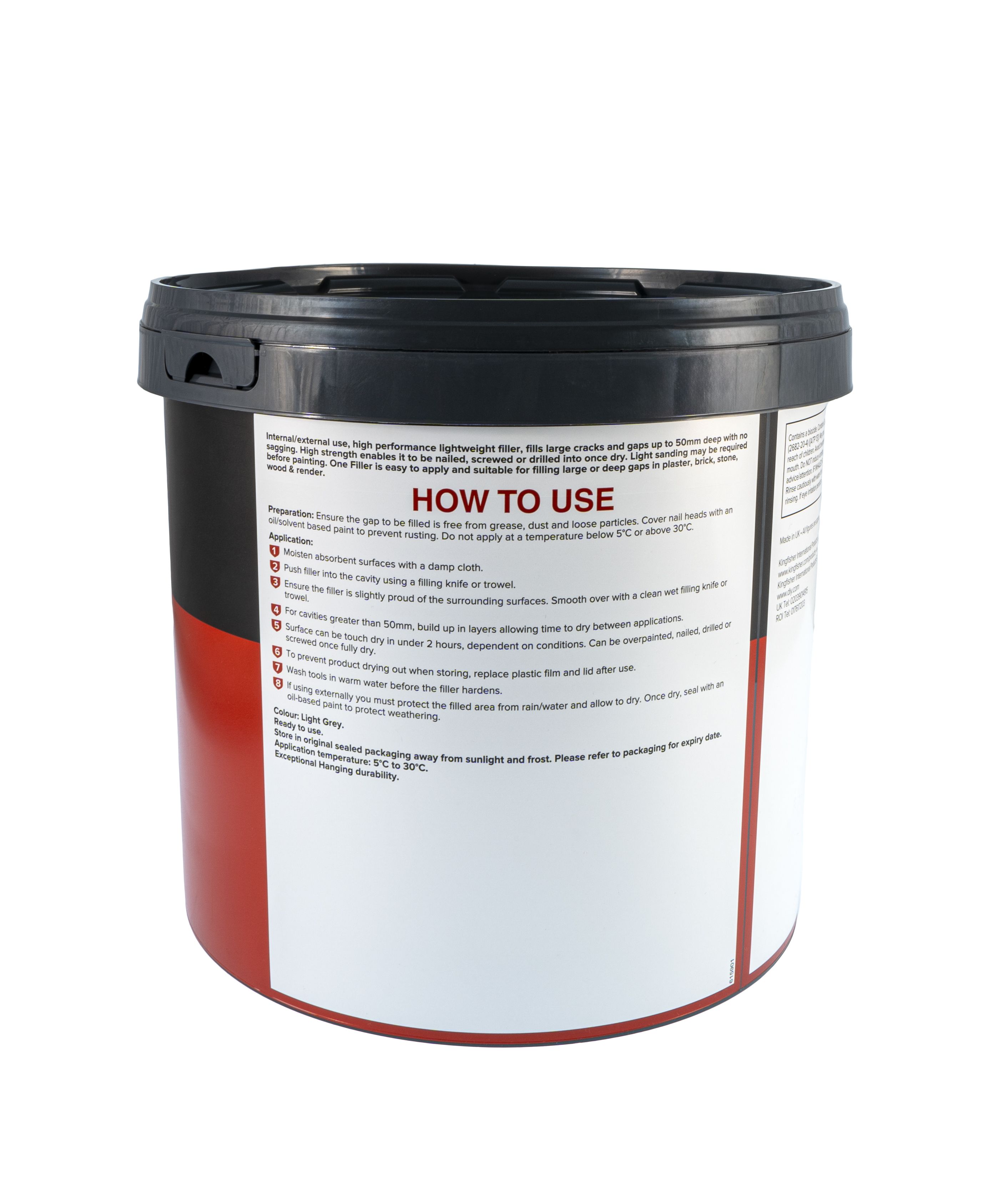 Volden Ultimate Drillable Light Grey Ready to use Plaster, stone, concrete & wood Patch & filler, 5L 4.2kg