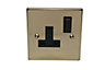 Volex Brass Single 13A Switched Socket with Black inserts