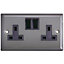 Volex Grey Double 13A Switched Socket with Black inserts