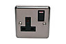 Volex Steel Single 13A Switched Socket with Black inserts