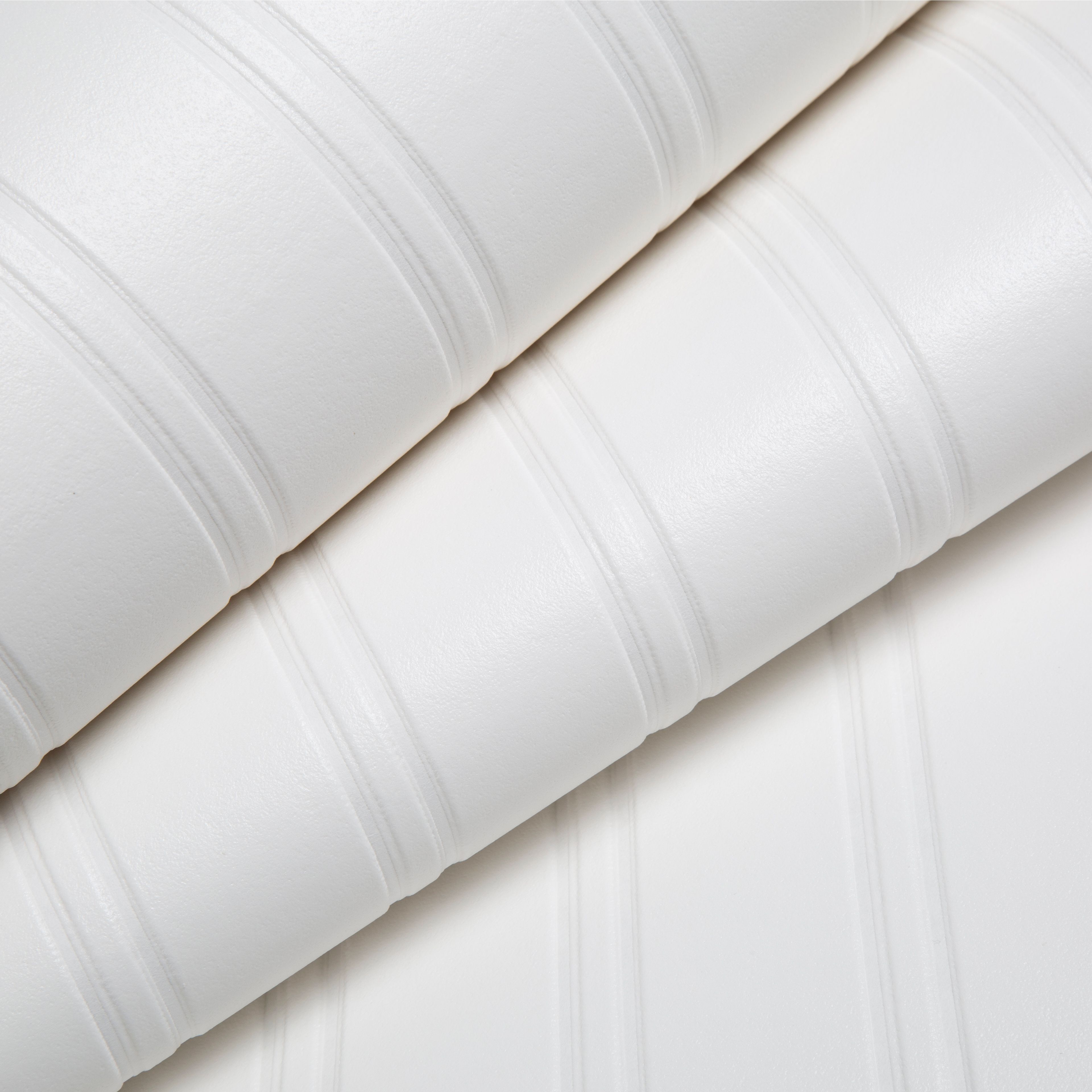 Wall Doctor Beadboard White Striped Textured Wallpaper
