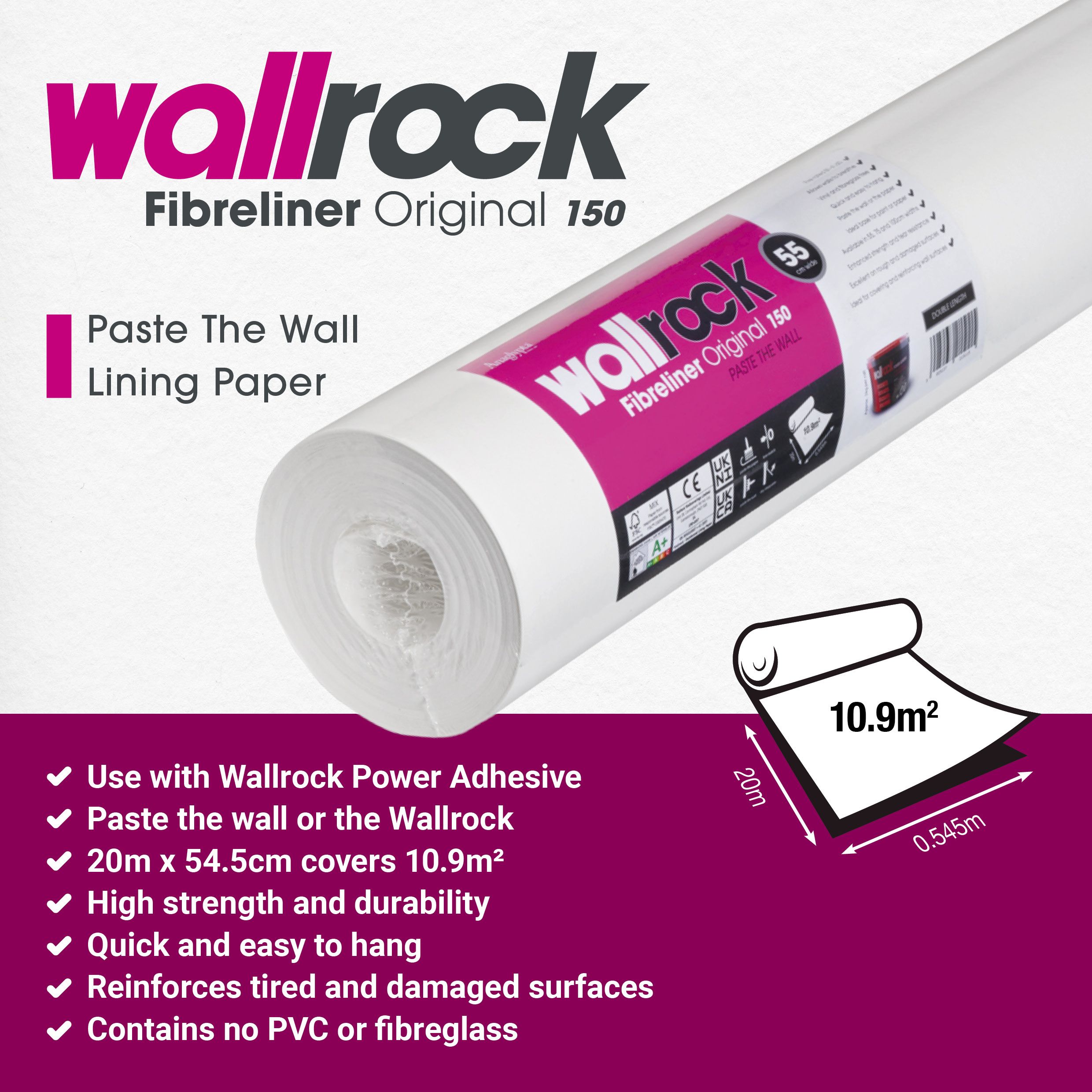 Wallrock White Smooth Wallpaper