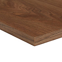Walnut effect Fully edged Chipboard Furniture board, (L)0.8m (W)200mm (T)18mm
