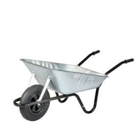 Walsall Wheelbarrows Plastic Galvanised 85L Heavy duty Pneumatic Wheelbarrow, 11.5kg