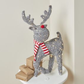 Warm white LED Grey Reindeer Silhouette (H) 600mm