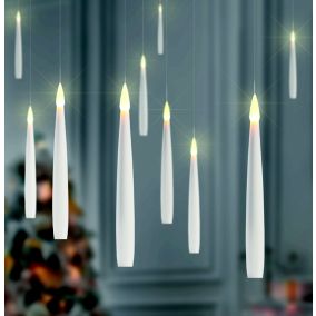 Warm white LED pillar candle, Set of 10