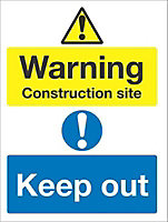 Warning construction site Plastic Safety sign, (H)400mm (W)300mm