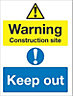 Warning construction site Plastic Safety sign, (H)400mm (W)300mm
