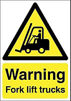 Warning fork lift trucks Plastic Safety sign, (H)210mm