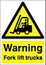 Warning fork lift trucks Plastic Safety sign, (H)210mm