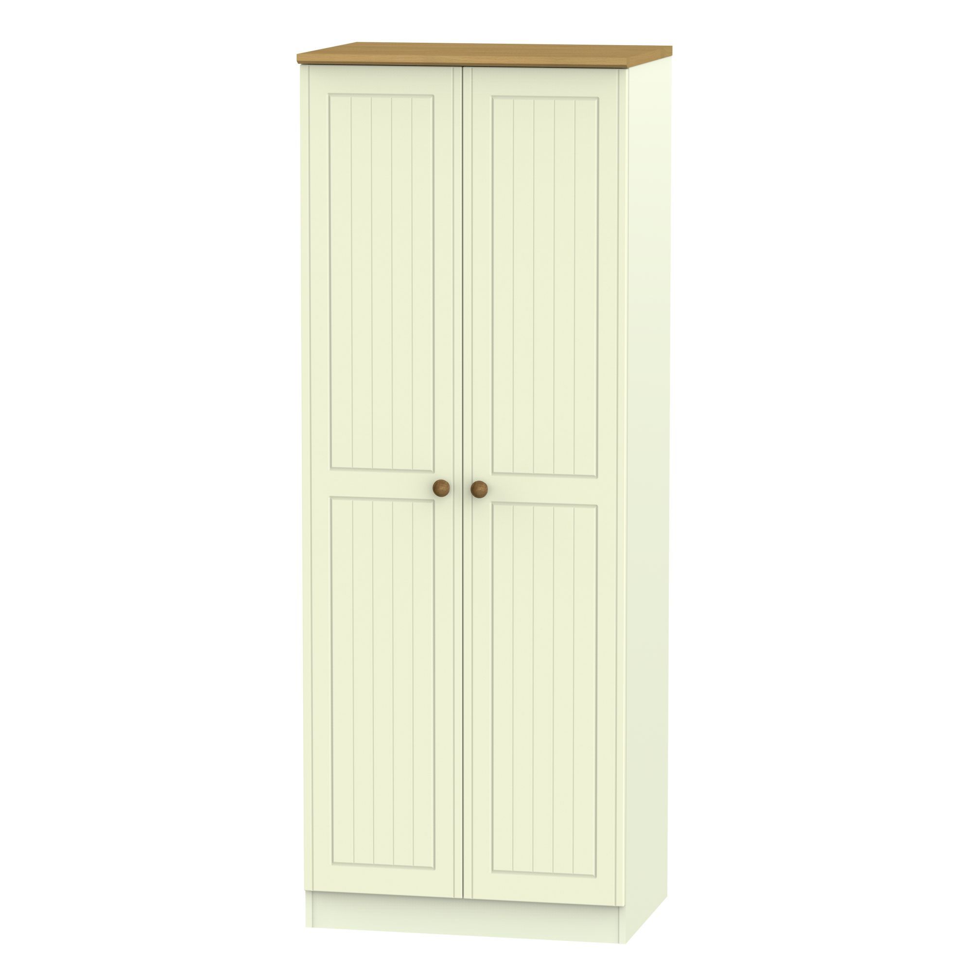 Warwick Contemporary Matt cream oak effect Tall Double Wardrobe (H)1970mm (W)740mm (D)530mm
