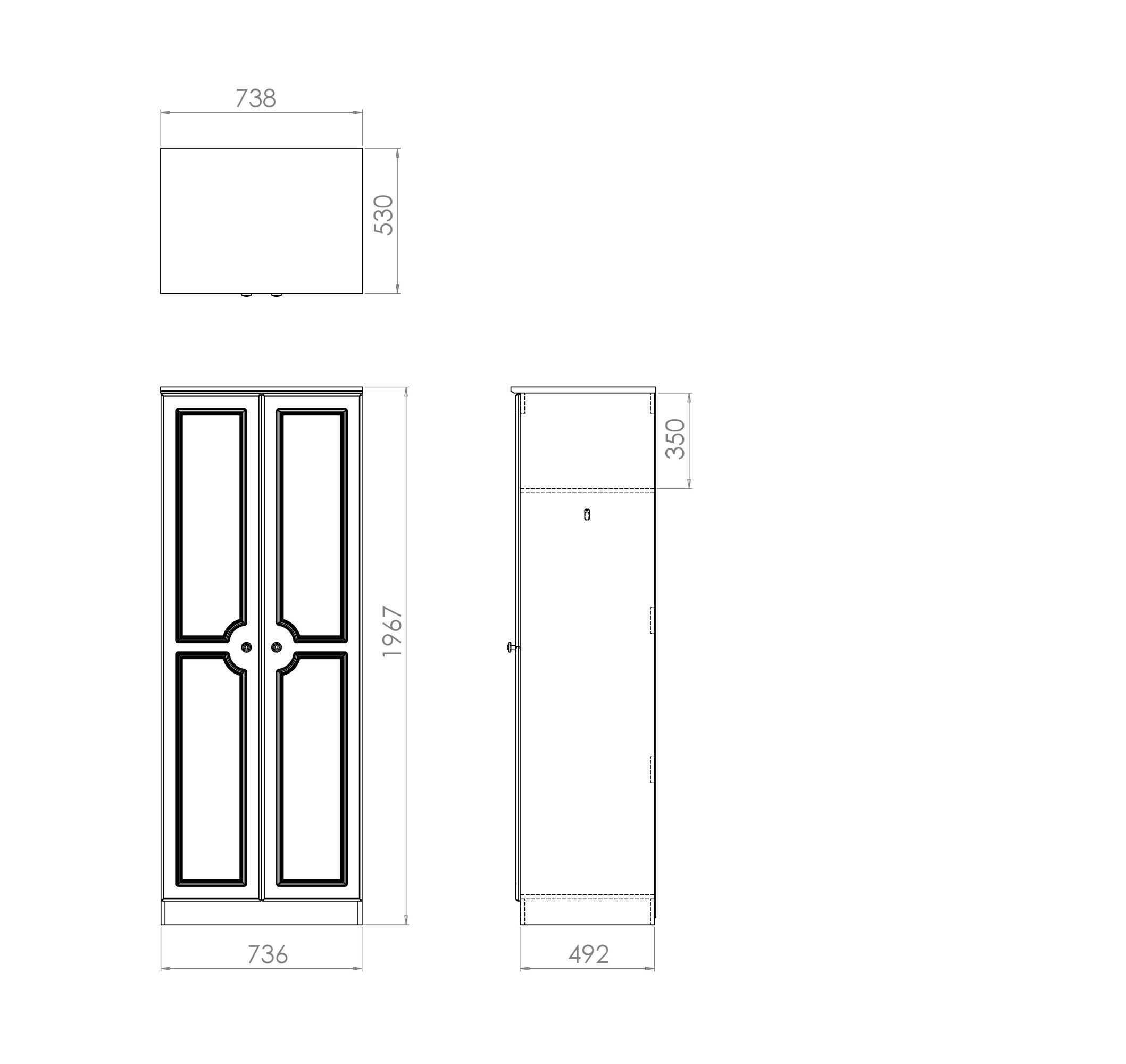 Warwick Contemporary Matt cream oak effect Tall Double Wardrobe (H)1970mm (W)740mm (D)530mm
