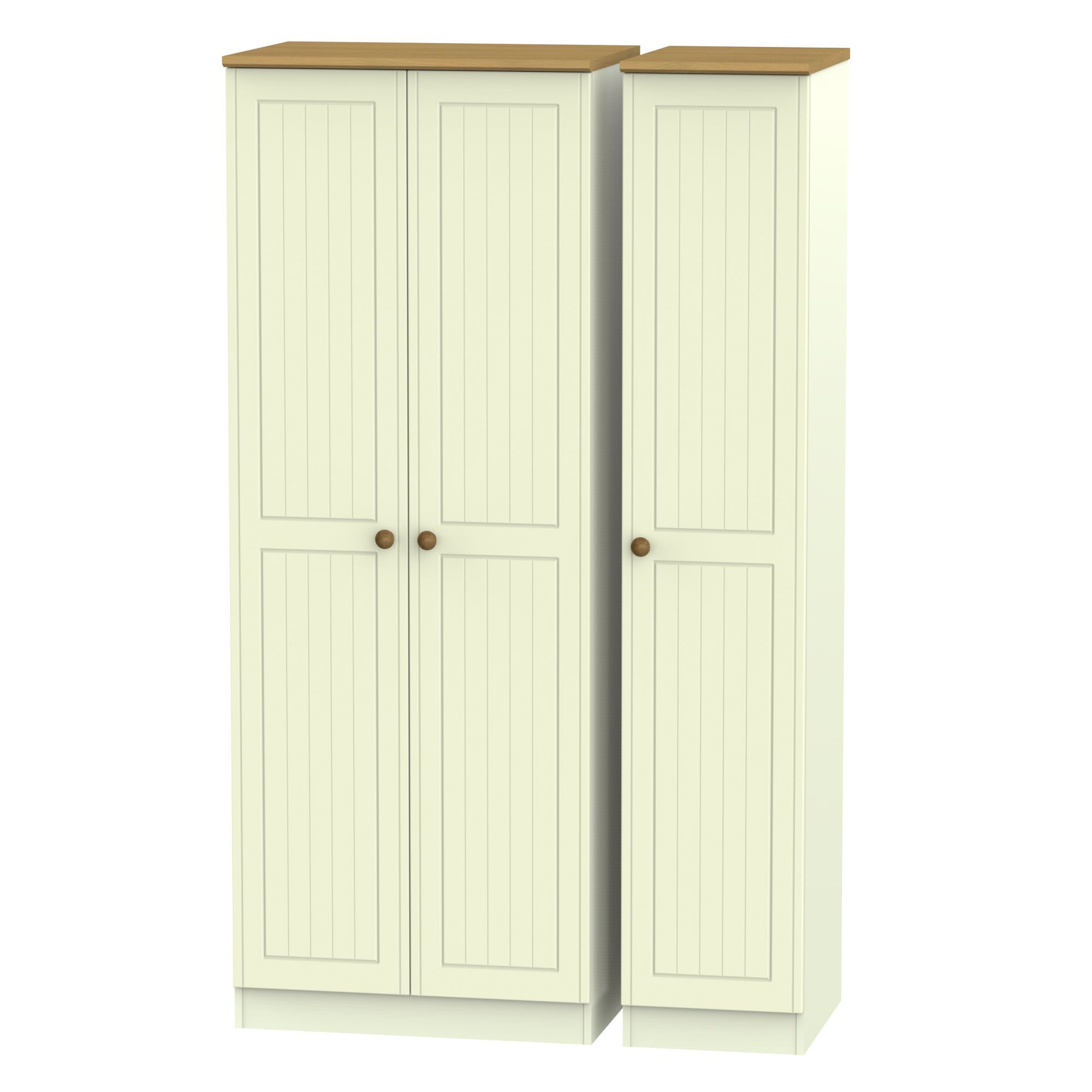 Warwick Contemporary Matt cream oak effect Tall Triple Wardrobe (H)1970mm (W)1110mm (D)530mm