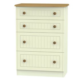 Warwick Matt cream oak effect 4 Drawer Deep Chest (H)1075mm (W)765mm (D)415mm