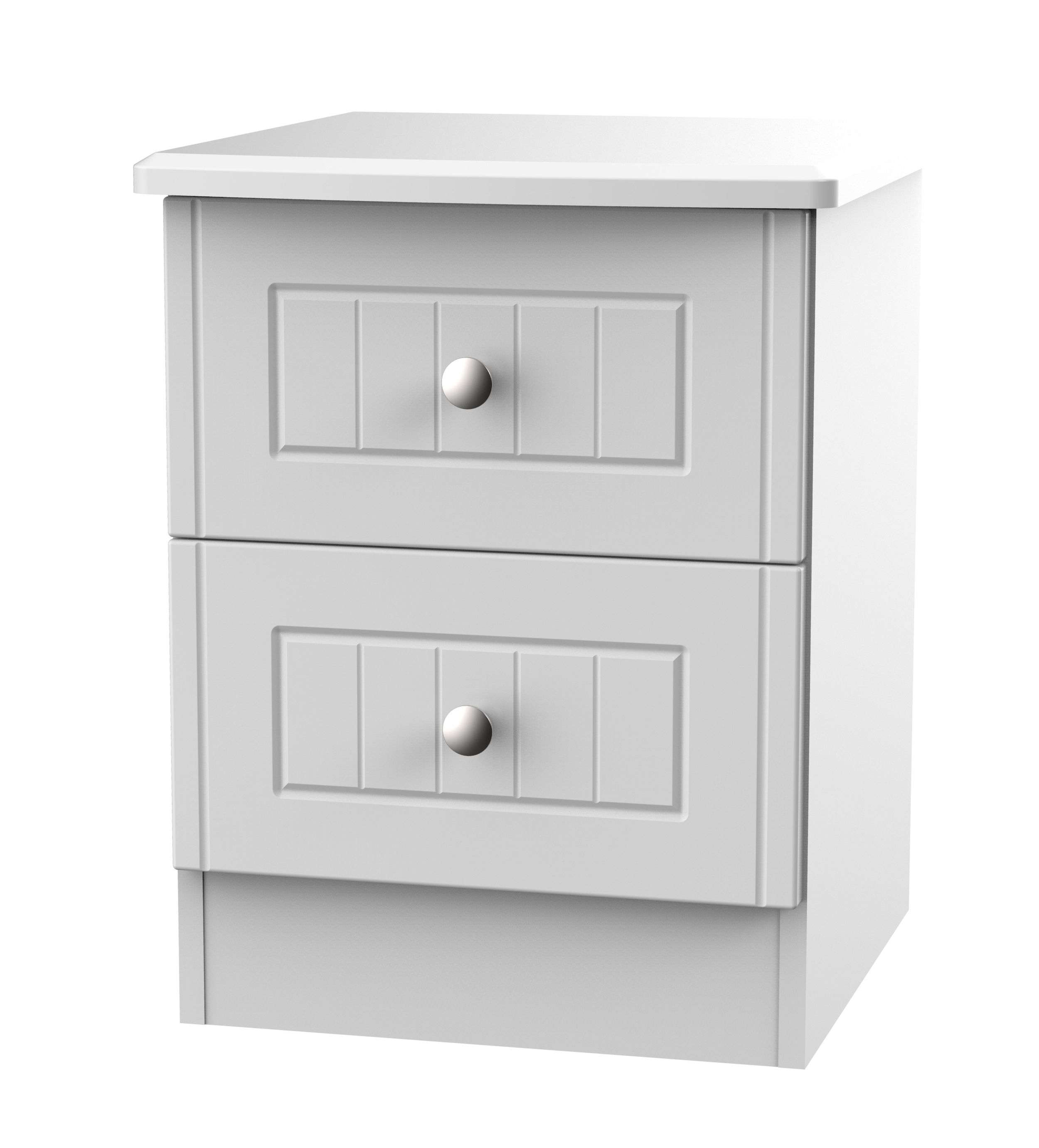 Warwick Matt Grey 2 Drawer Compact Bedside Chest H 505mm W 395mm D 415mm Tradepoint