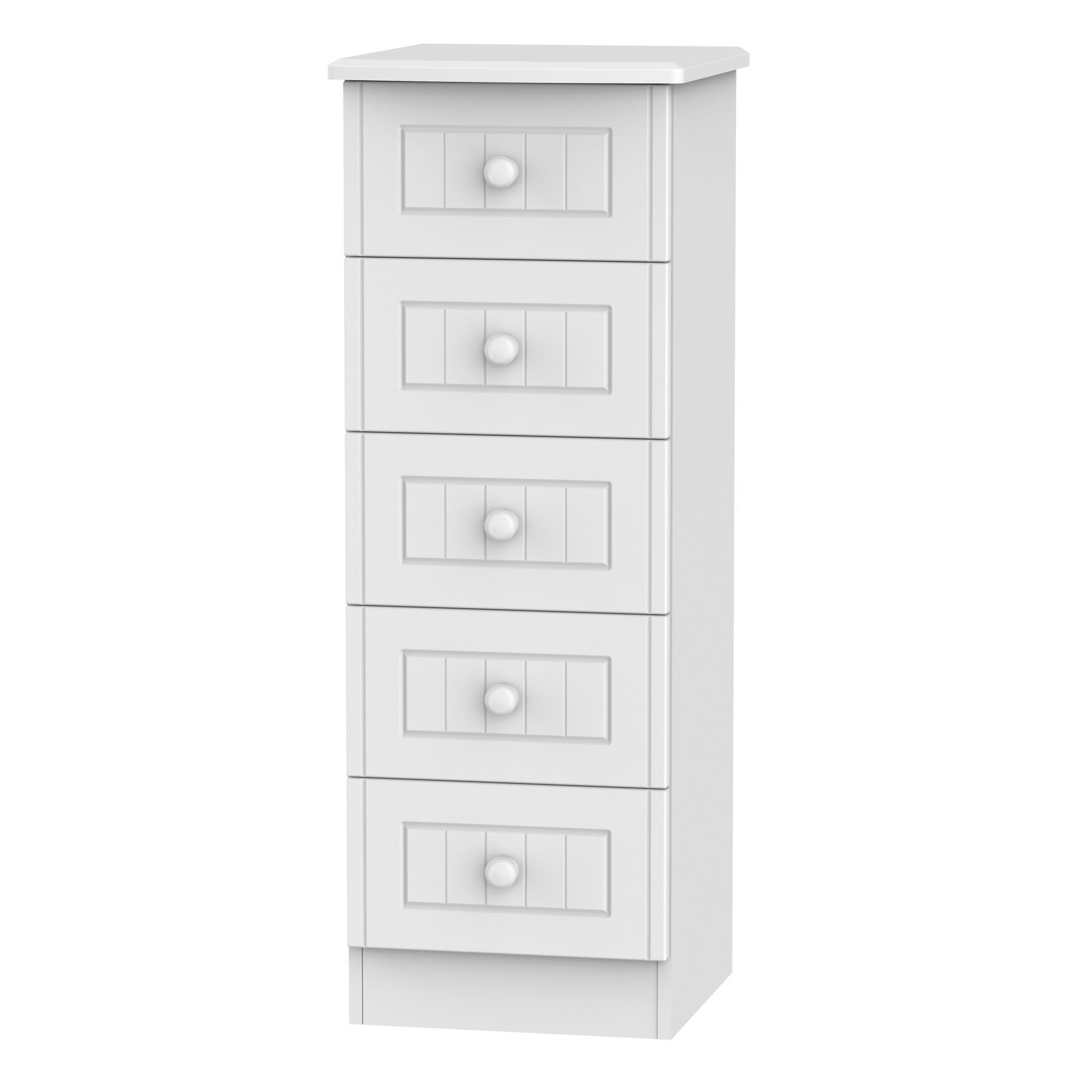 Warwick Ready assembled High gloss white 5 Drawer Chest of drawers (H)1075mm (W)395mm (D)415mm