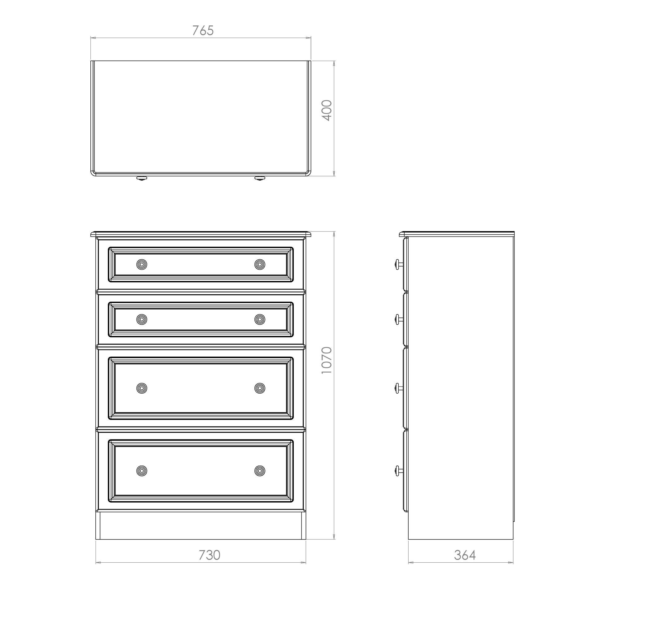 Warwick Ready assembled Matt cream oak effect 4 Drawer Deep Chest of drawers (H)1075mm (W)765mm (D)415mm