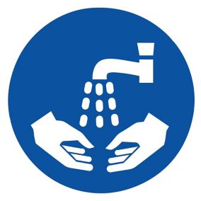 Wash hands Self-adhesive labels, (H)100mm (W)100mm