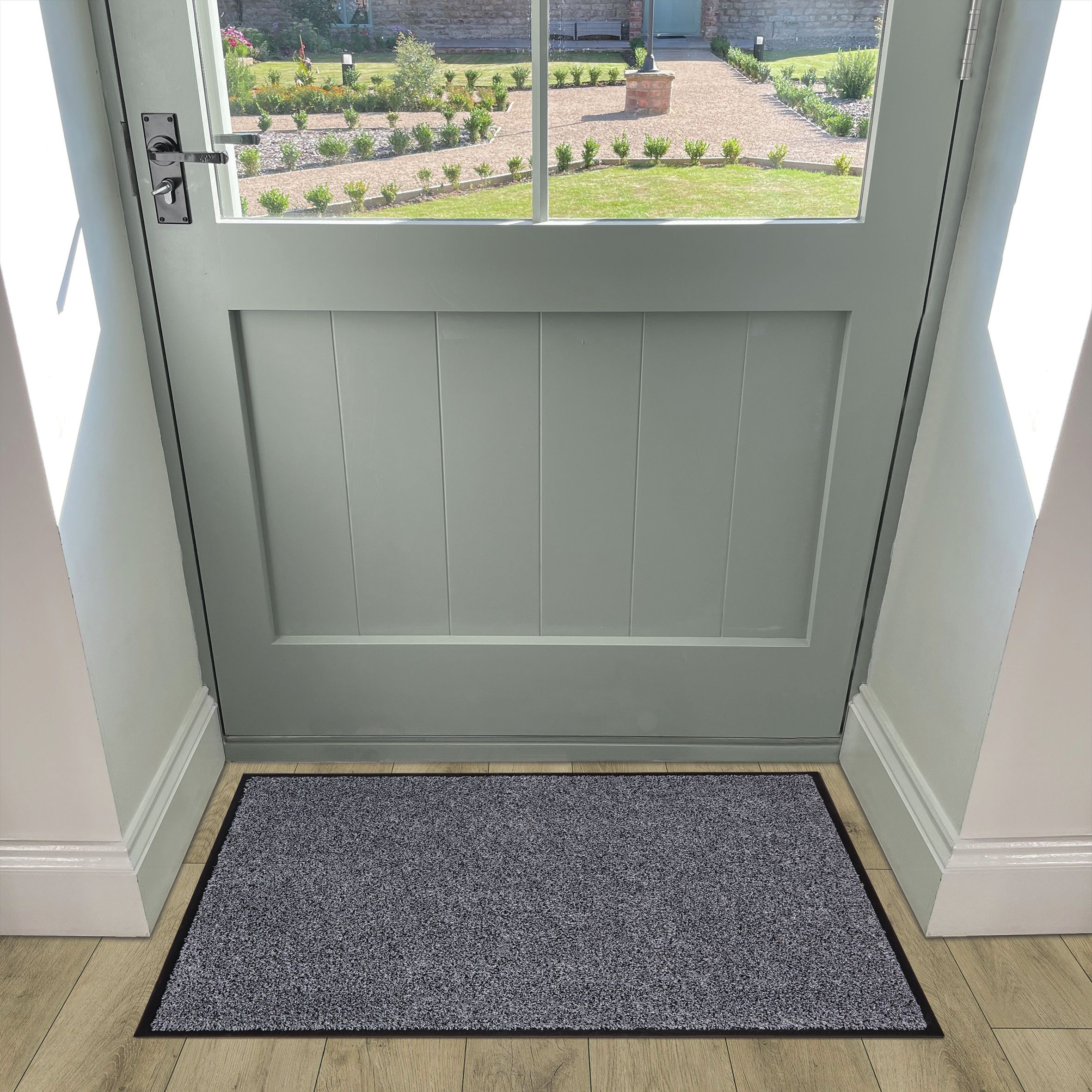 Washamat Anthracite Plain Rectangular Heavy duty Barrier mat, 90cm x 60cm