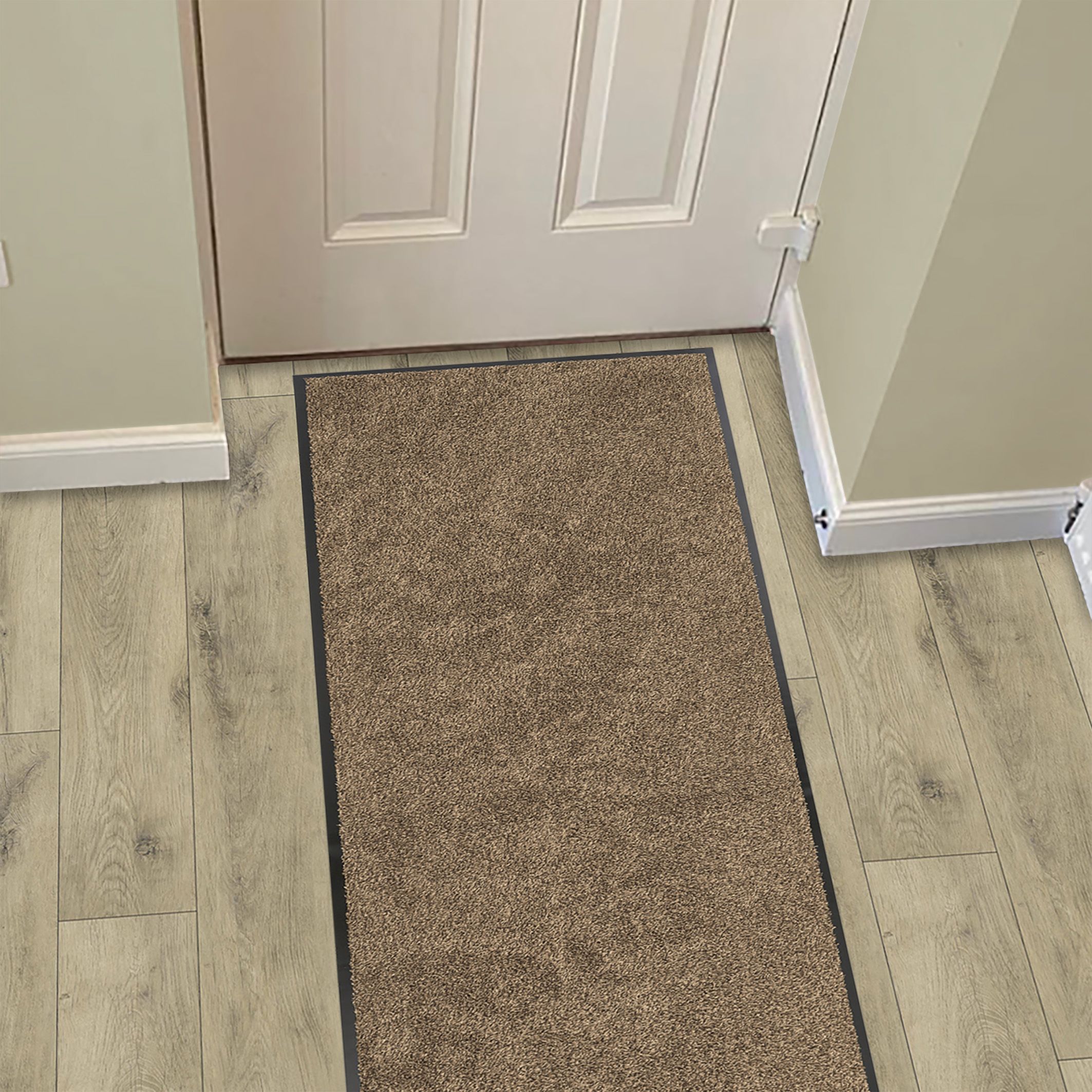 Washamat Beige Plain Heavy duty Barrier mat, 180cm x 60cm