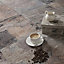 Wave Soil brown Matt Stone effect Porcelain Wall & floor Tile, Pack of 5, (L)450mm (W)450mm
