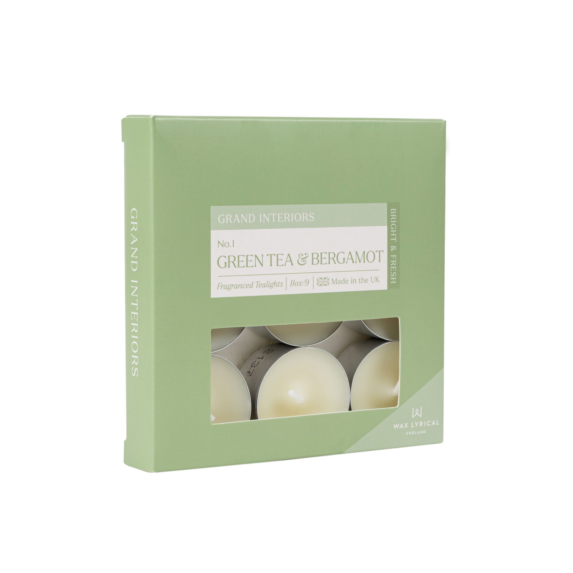 Wax lyrical Green tea & bergamot Tea lights Small, Pack of 9