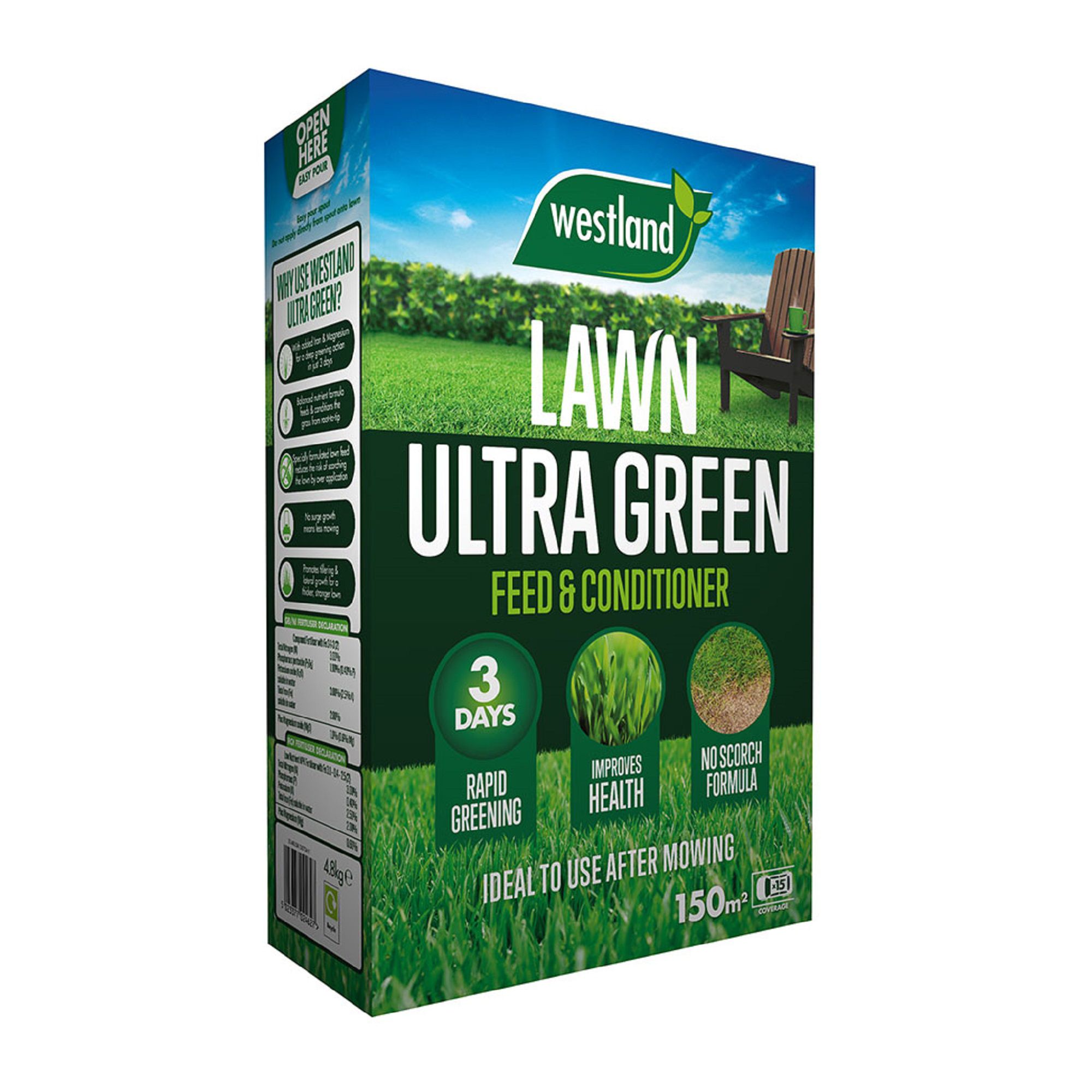 Westland Ultra green plus Lawn fertiliser Granules 150m² 4.8kg