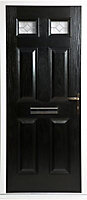 Westminster Decorative leaded Black External Front door & frame, (H)2055mm (W)920mm