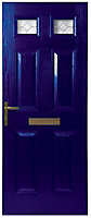 Westminster Decorative leaded Blue External Front door & frame, (H)2055mm (W)920mm