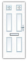 Westminster Decorative leaded White External Front door & frame, (H)2055mm (W)920mm