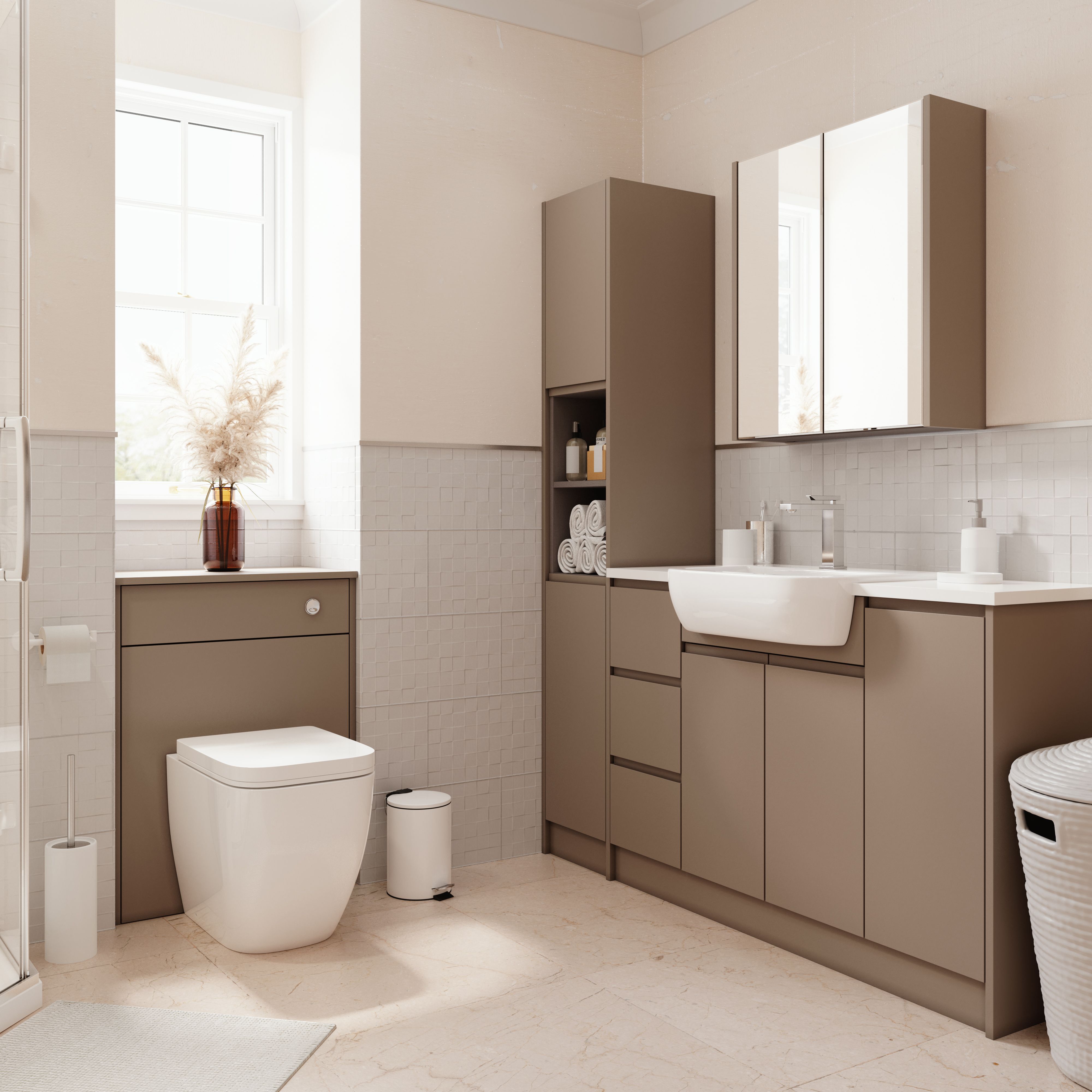 Westport Matt Stone grey Modern Freestanding Base unit (W)295mm (H)820mm
