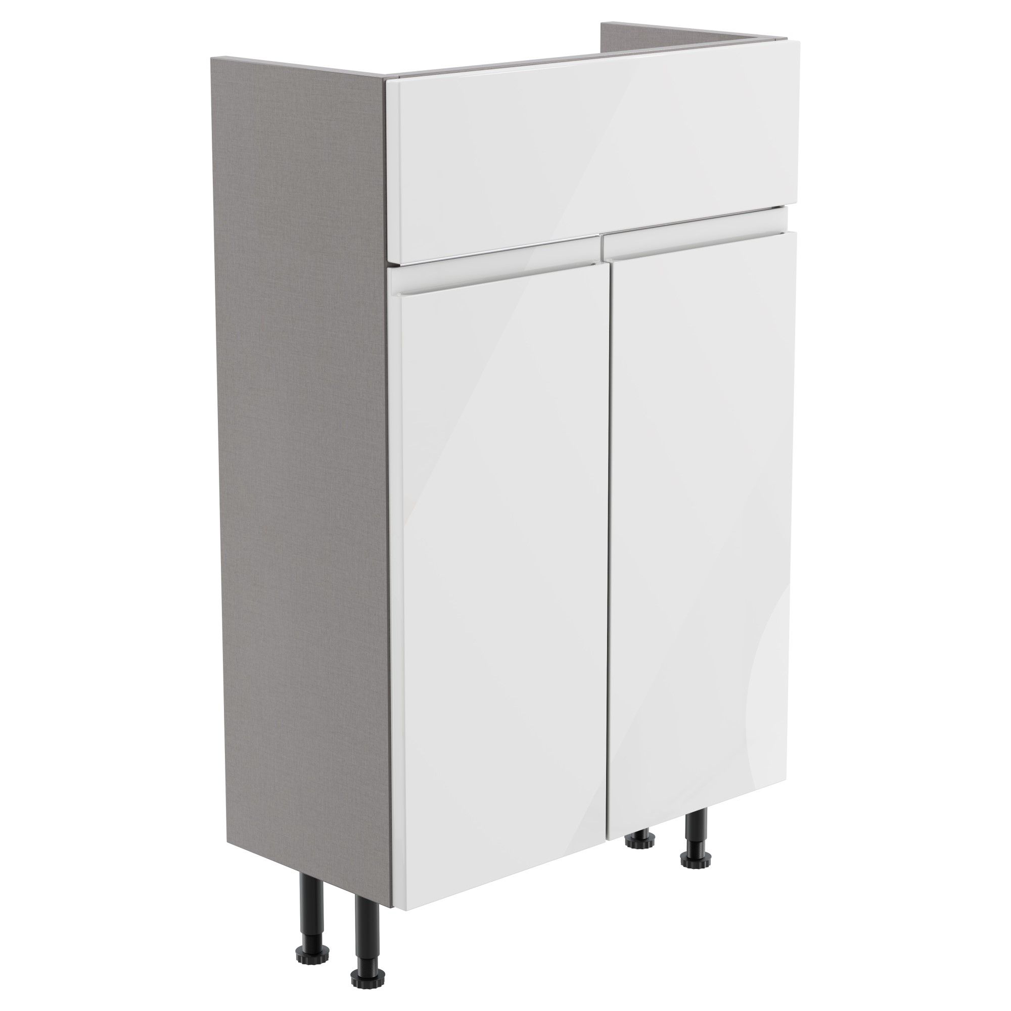 Westport Slim Slimline Gloss White Double Freestanding Bathroom Vanity unit (H)82cm (W)49.5cm