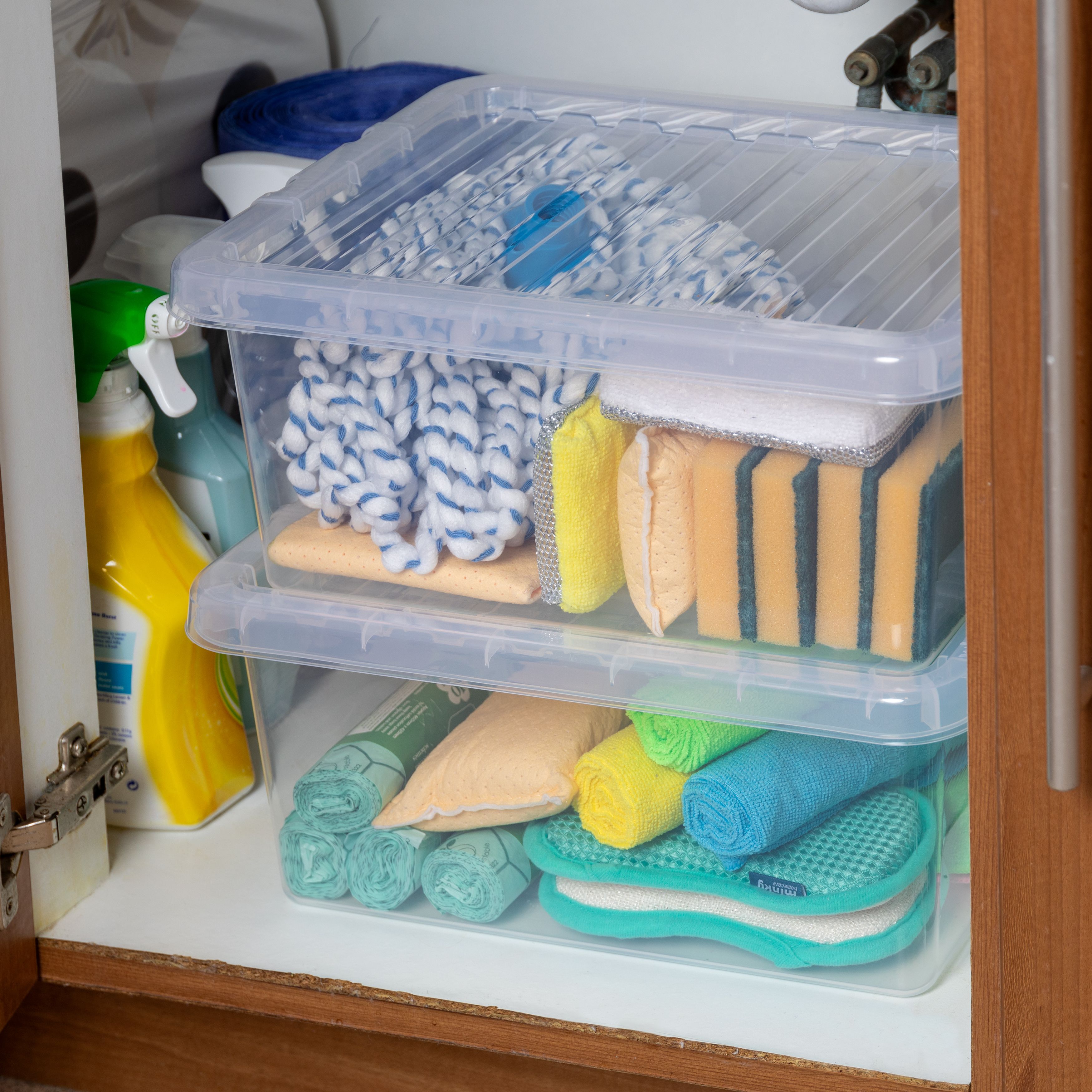 Wham Crystal Clear Rectangular 14L Medium Plastic Stackable Storage box with Lid