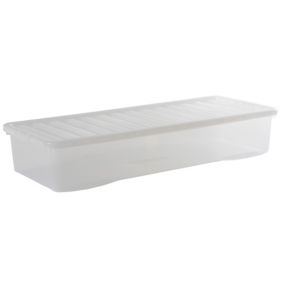 Wham Crystal Clear Rectangular 55L Large Plastic Stackable Underbed Storage box with Lid