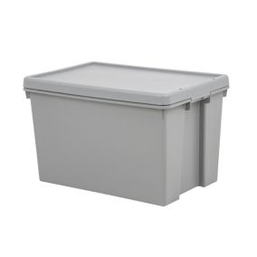 Wham Heavy duty Upcycled soft grey 62L Large Plastic Storage box & Lid