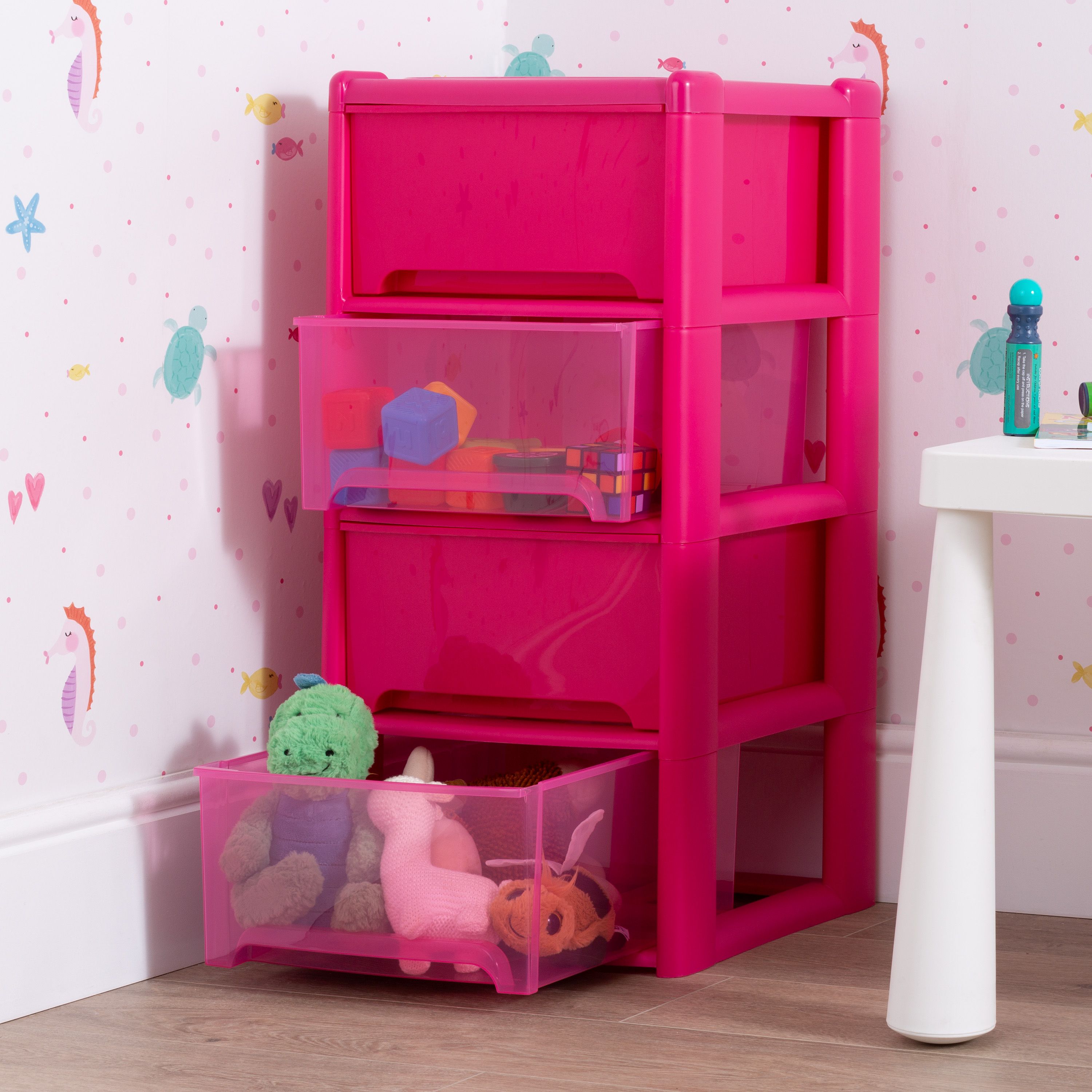 Wham Pink 20L Stackable 4 drawer unit
