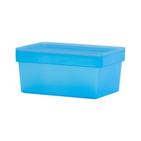 Wham Studio Stack Matt blue Plastic Stackable Storage basket & Lid (H)12cm (W)25.5cm (D)16.5cm of 5