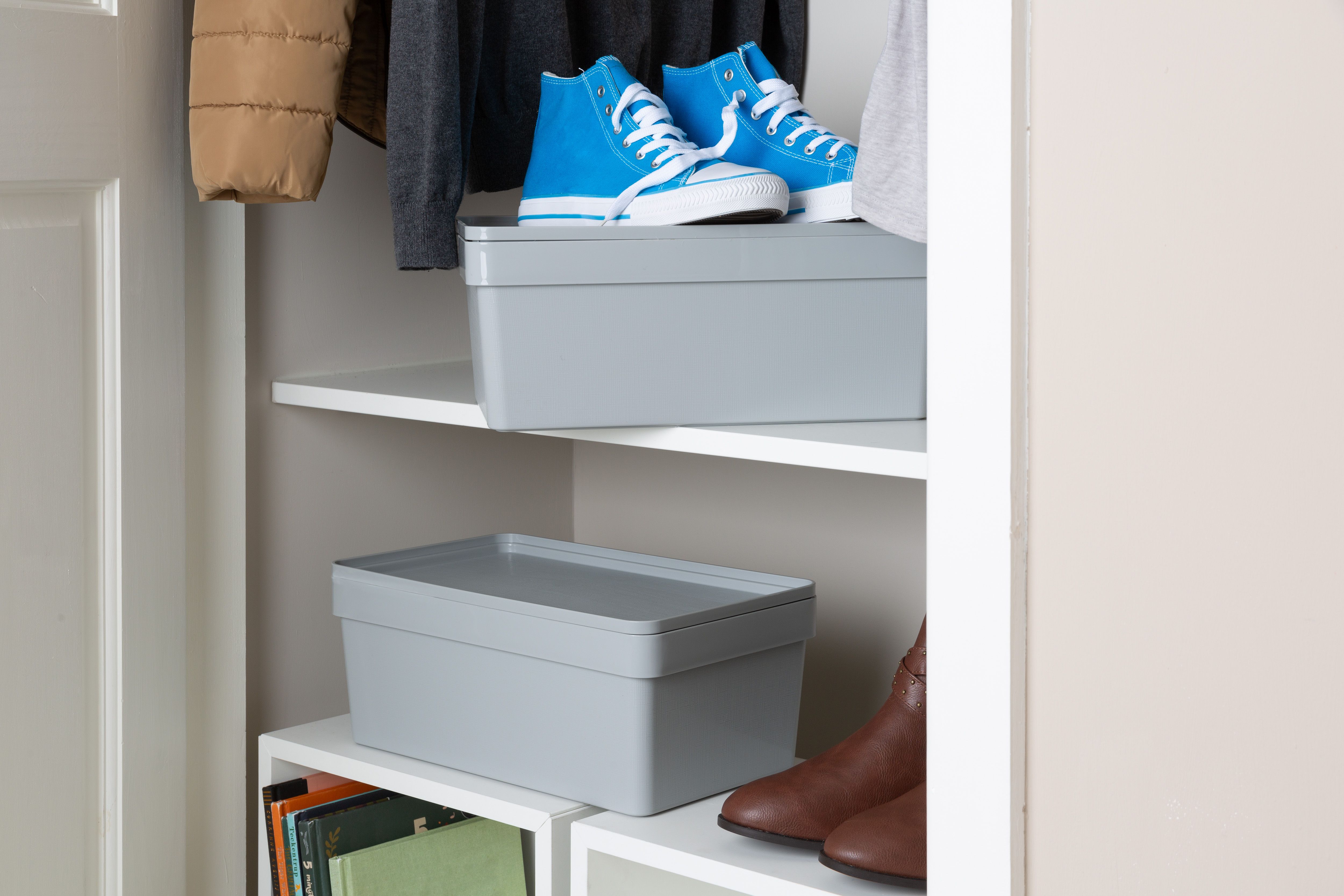 Wham Studio Stack Matt light grey Stackable Shoe storage box (H)150mm (W)215mm