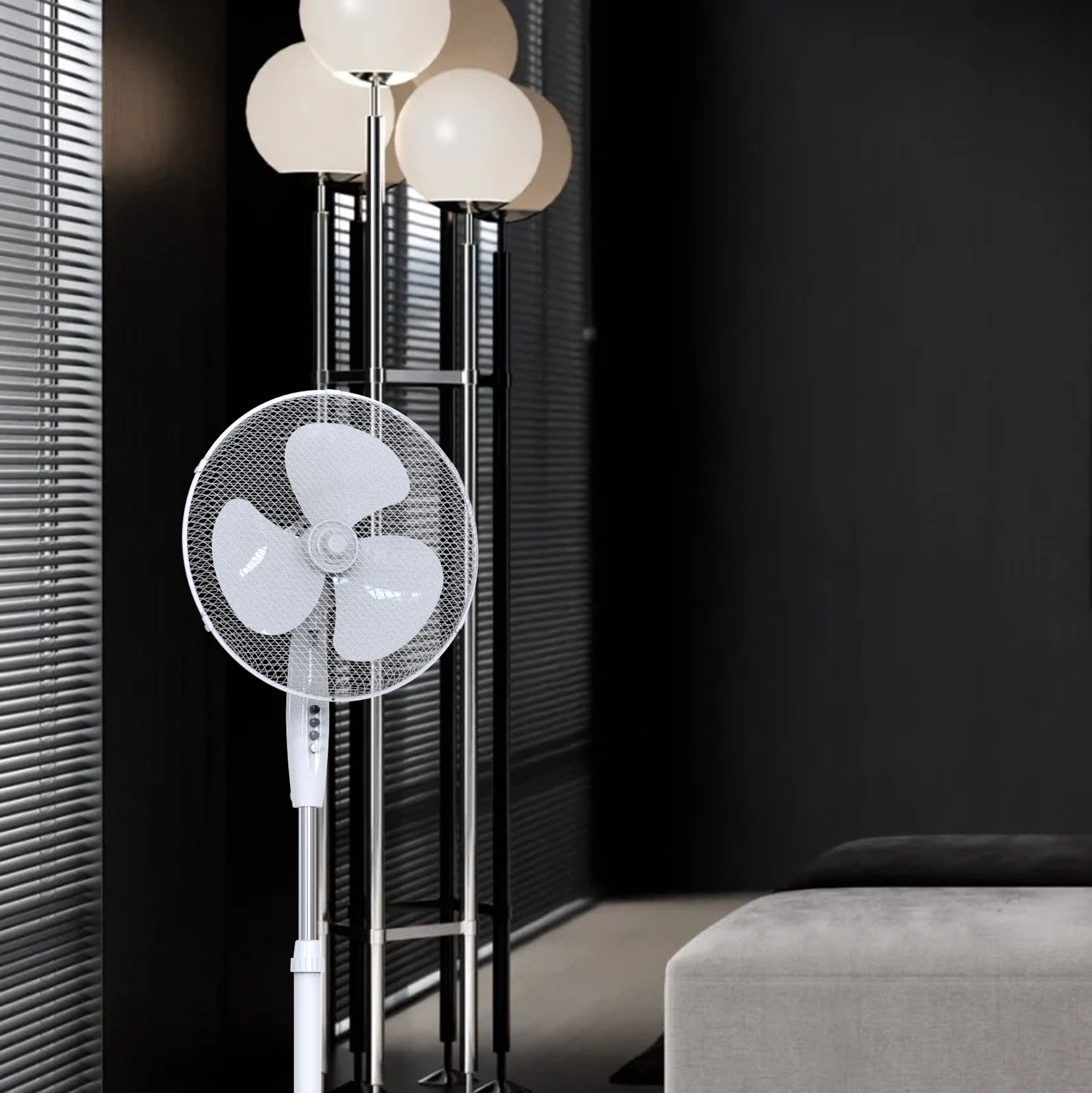 White 16" Cooling Pedestal fan