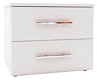 White 2 Drawer Chest of drawers (H)495mm (W)600mm (D)500mm