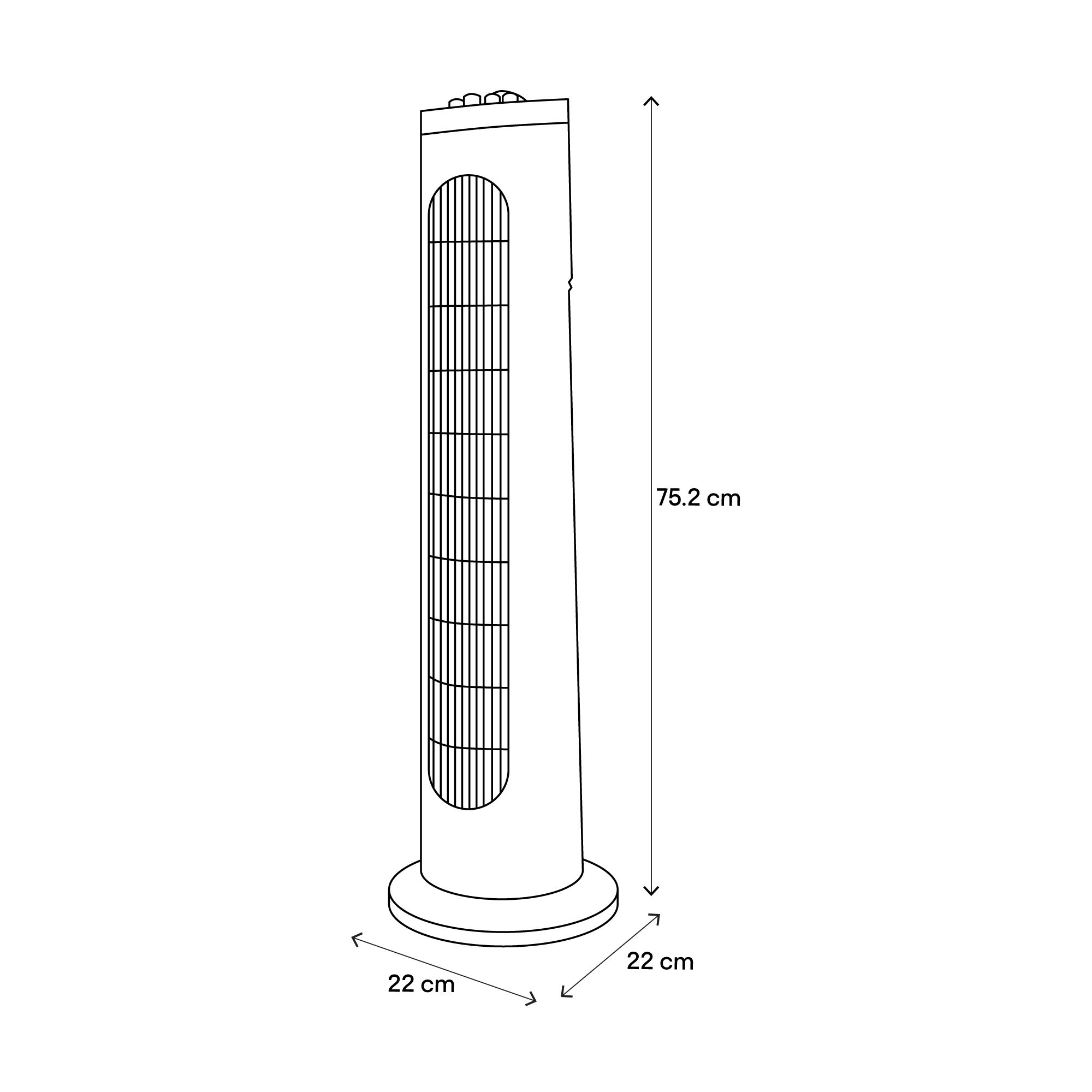 White 3-speed 220-240V Tower fan