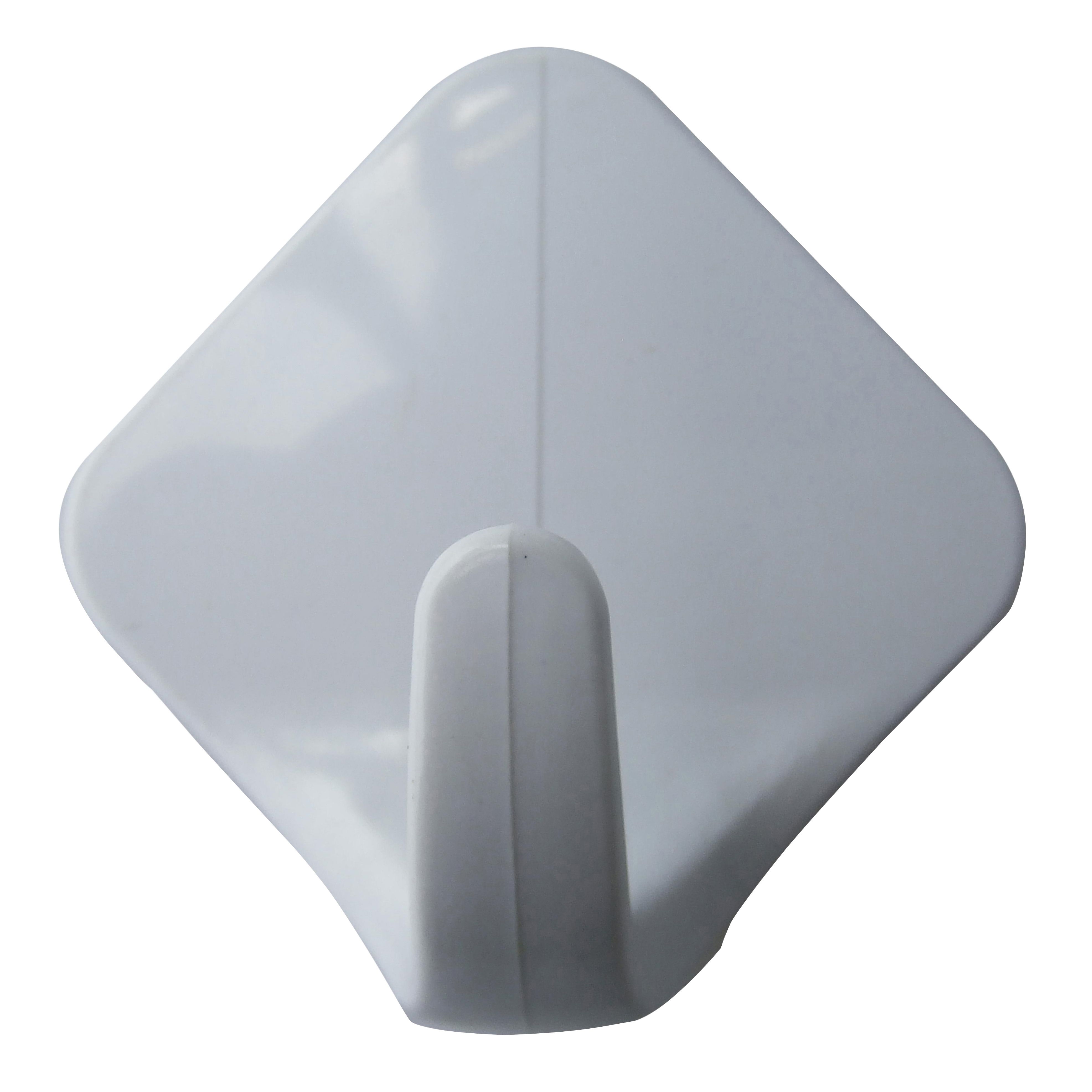 White ABS plastic Medium Lozenge Hook, Pack of 2