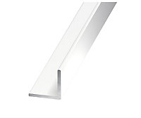 White Aluminium effect Painted Aluminium Equal L-shaped Angle profile, (L)2m (W)20mm