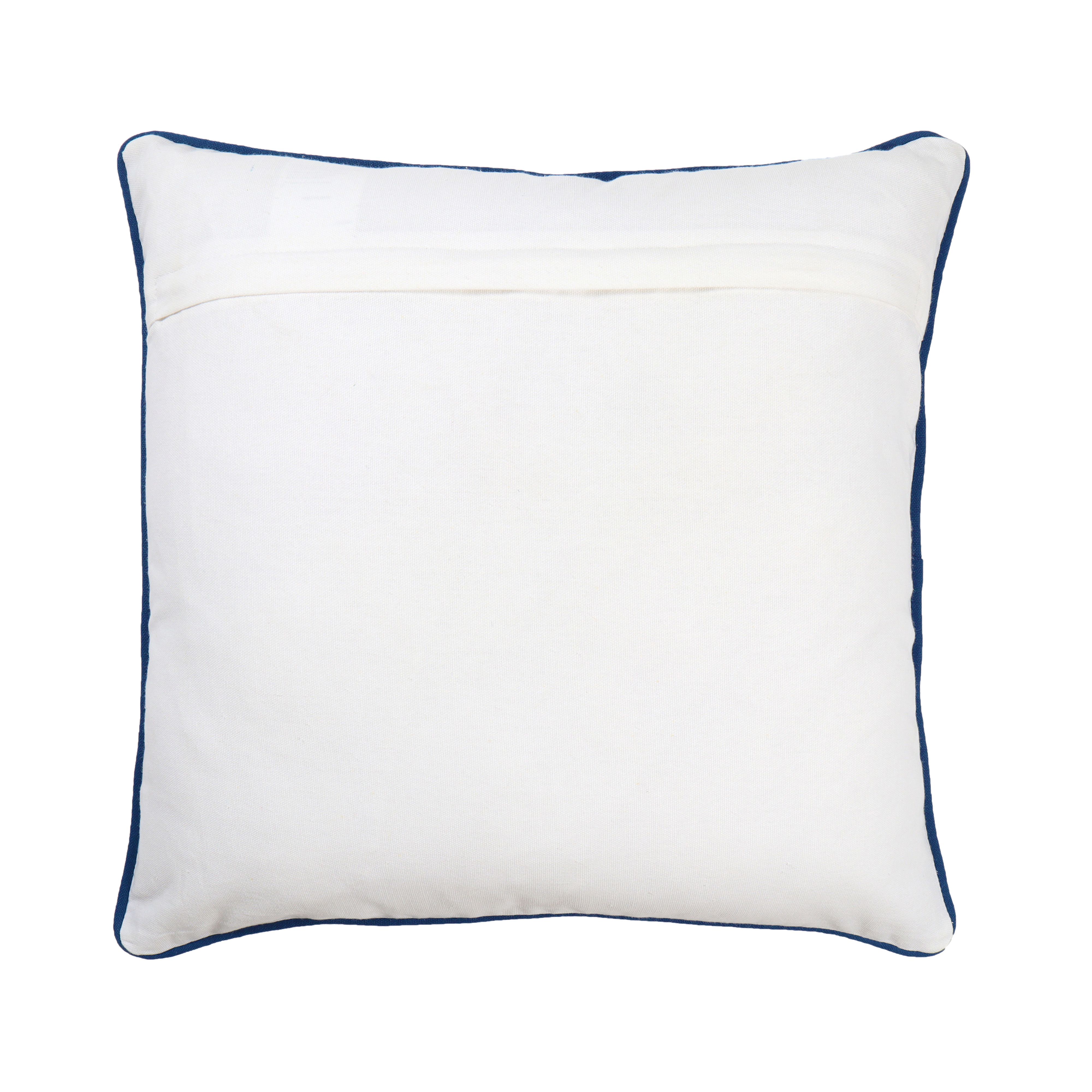 White & Blue Floral Embroidered effect Indoor Cushion, (L)45cm x (W)45cm