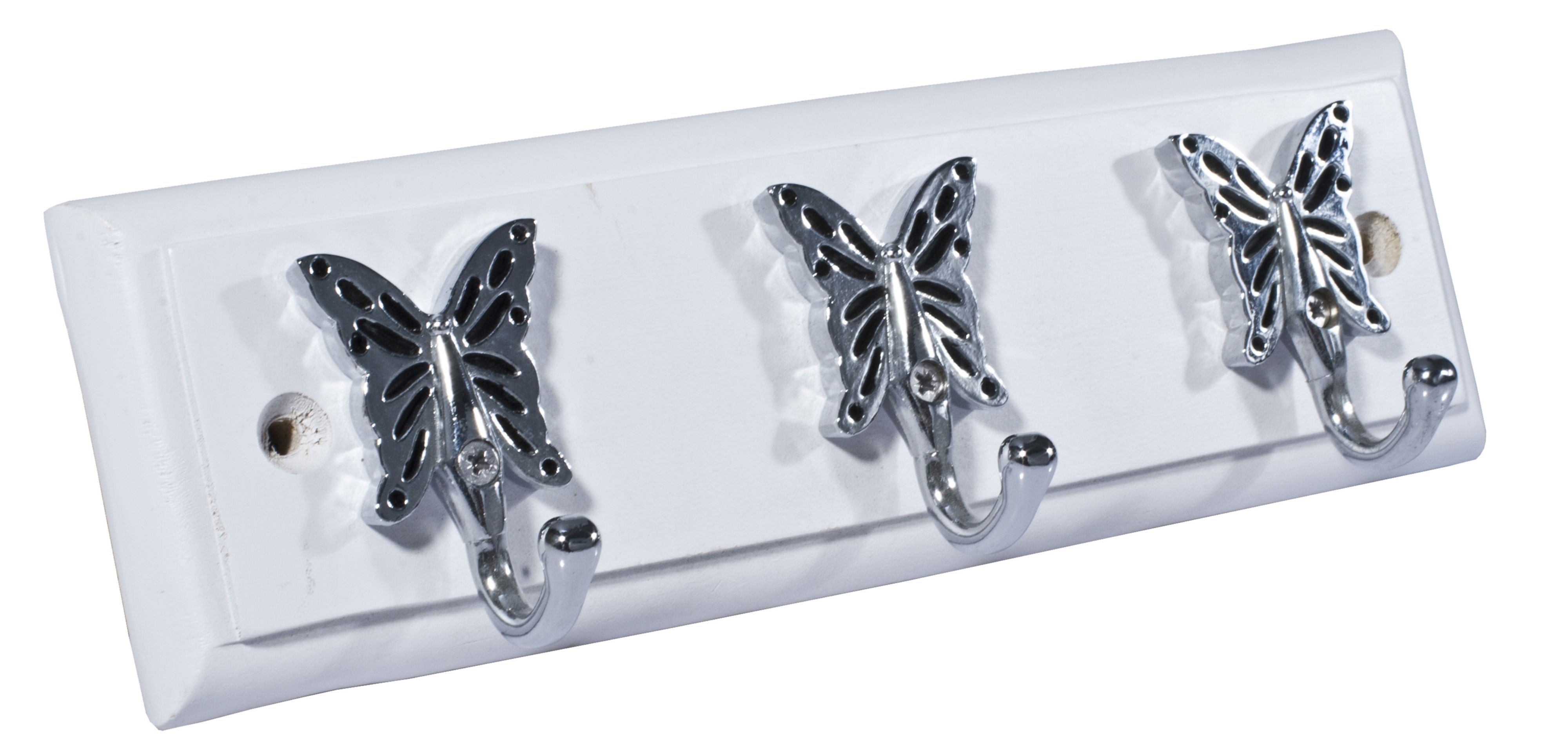 White Butterfly 3 Hook rail, (L)220mm